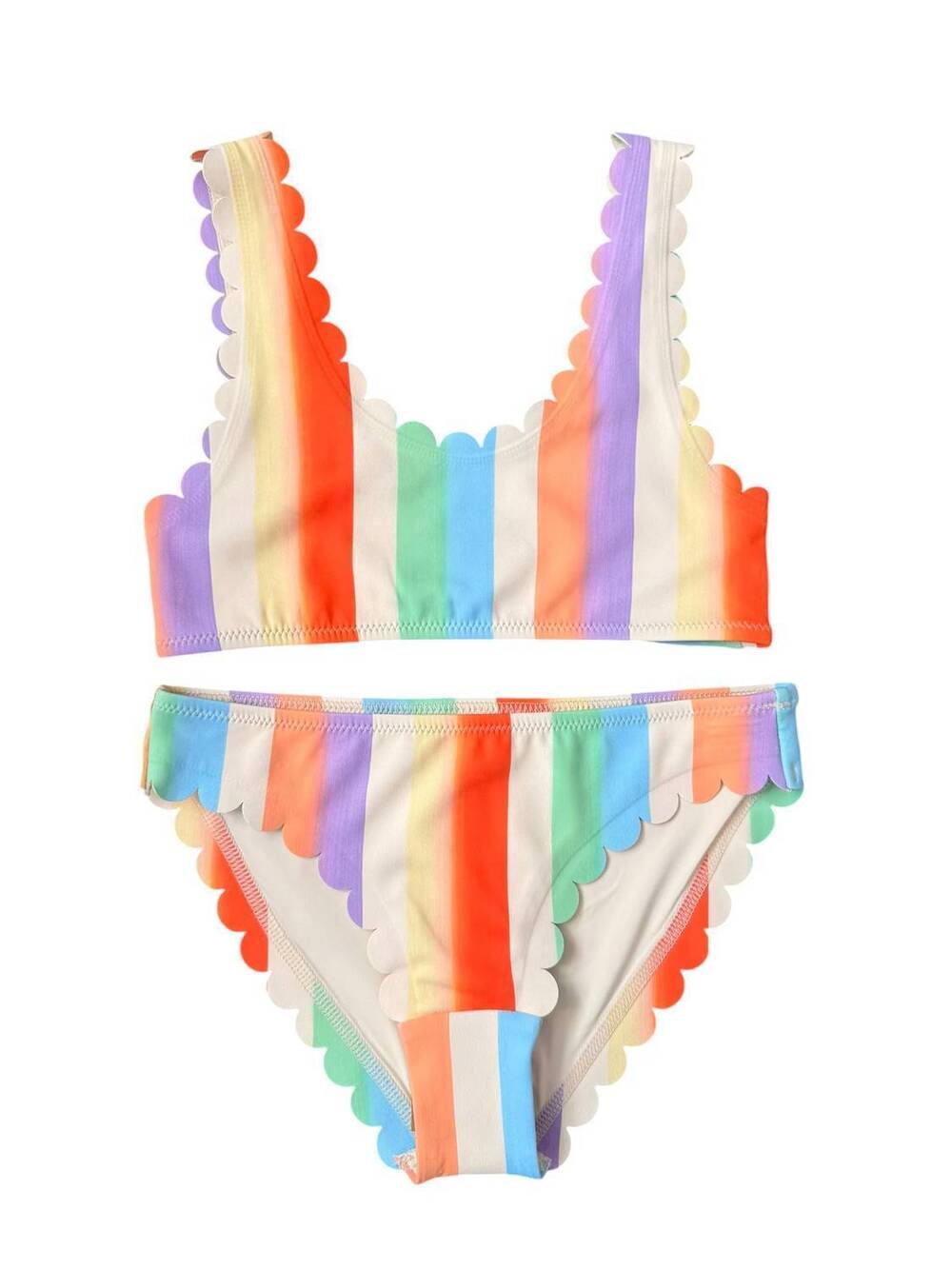 NEW MOLO girls nolina scalloped bikini in rainbow